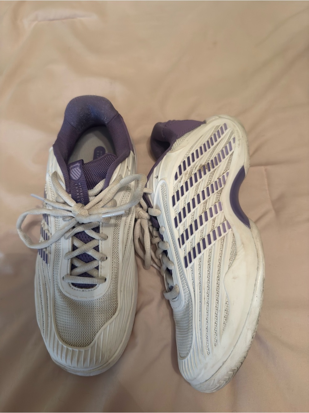 K-Swiss White and Purple Women's Sneakers